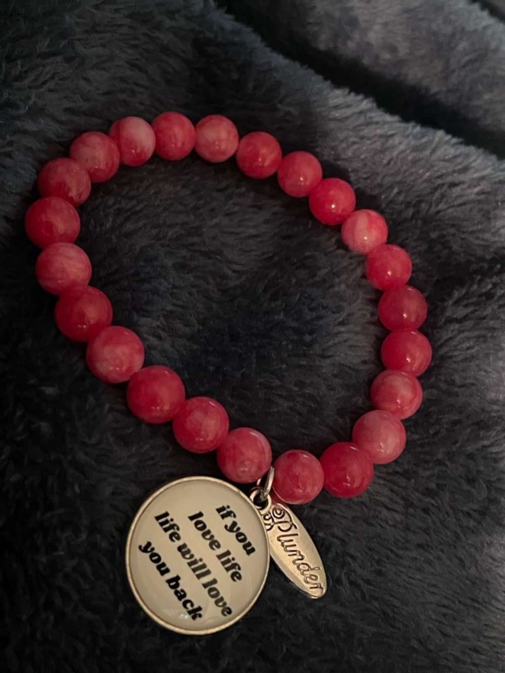 Plunder Coral Pink Inspirational Beaded Bracelet